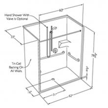 Comfort Designs SSS6233BF.75 U-Bar - 60 x 32 code compliant solid surface one piece roll in