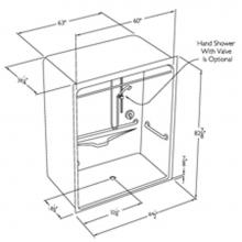 Comfort Designs XSA6436BF U-Bar - 60 x 36 acrylic code compliant roll in shower with dome