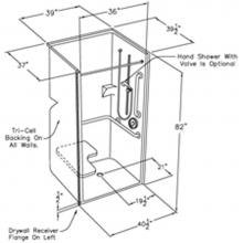 Comfort Designs SSS3682BF RF - 36 x 36 code compliant solid surface transfer shower with integral return