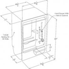 Comfort Designs XSA5438TS TL - Accessible acrylic tub shower with transfer