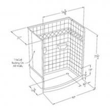 Comfort Designs SST3060SH 4P - Millennia tile-pattern solid-surface shower -