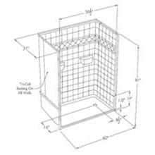 Comfort Designs SST5430BF 4P - Millennia tile-pattern solid-surface barrier-free shower -