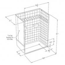 Comfort Designs XST5430BF 4P - Millennia tile-pattern gelcoat barrier-free shower -