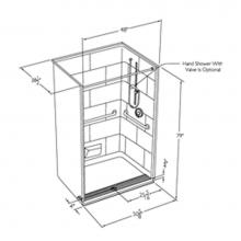 Comfort Designs XST 5038TR .75 1P U-Bar - 50 x 38 gelcoat one piece transfer shower with integral trench