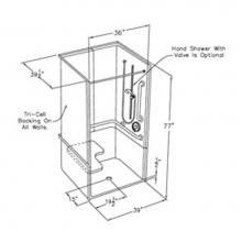 Comfort Designs SSS3637BF 3P - 36 x 36 accessible solid surface (or gelcoat) multi-piece transfer