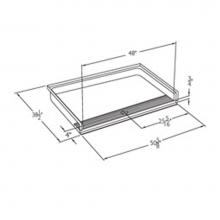 Comfort Designs SSB5038TR .75 BASE - 48 x 36 accessible solid surface transfer shower base with integral trench
