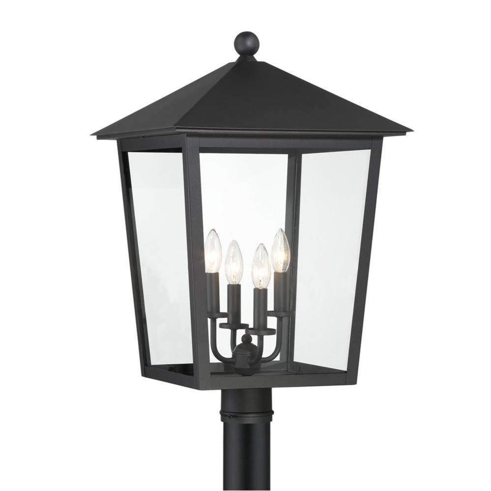 Noble Hill 4-Light Sand Coal Outdoor Post Light with Clear Glass Shade