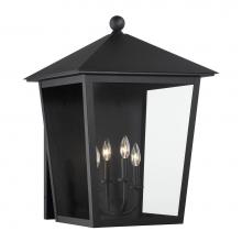 The Great Outdoors 72134-66 - Noble Hill 4-Light Sand Coal Wall Mount with Clear Glass Shade