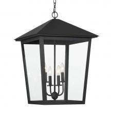 The Great Outdoors 72137-66 - Noble Hill 4-Light Sand Coal Outdoor Hanging with Clear Glass Shade
