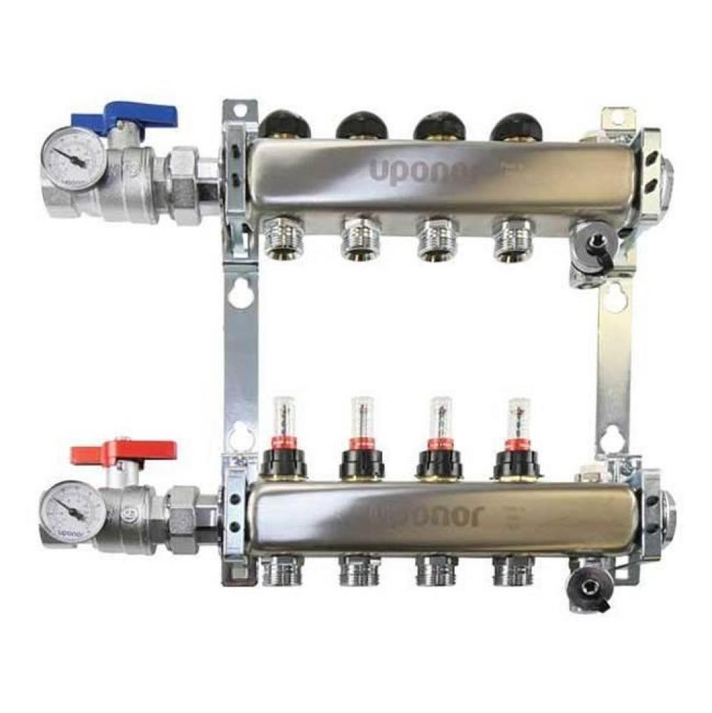 Stainless-Steel Manifold Assembly, 1 1/4'' With Flow Meter, B And I, Ball Valve, 2 Loops