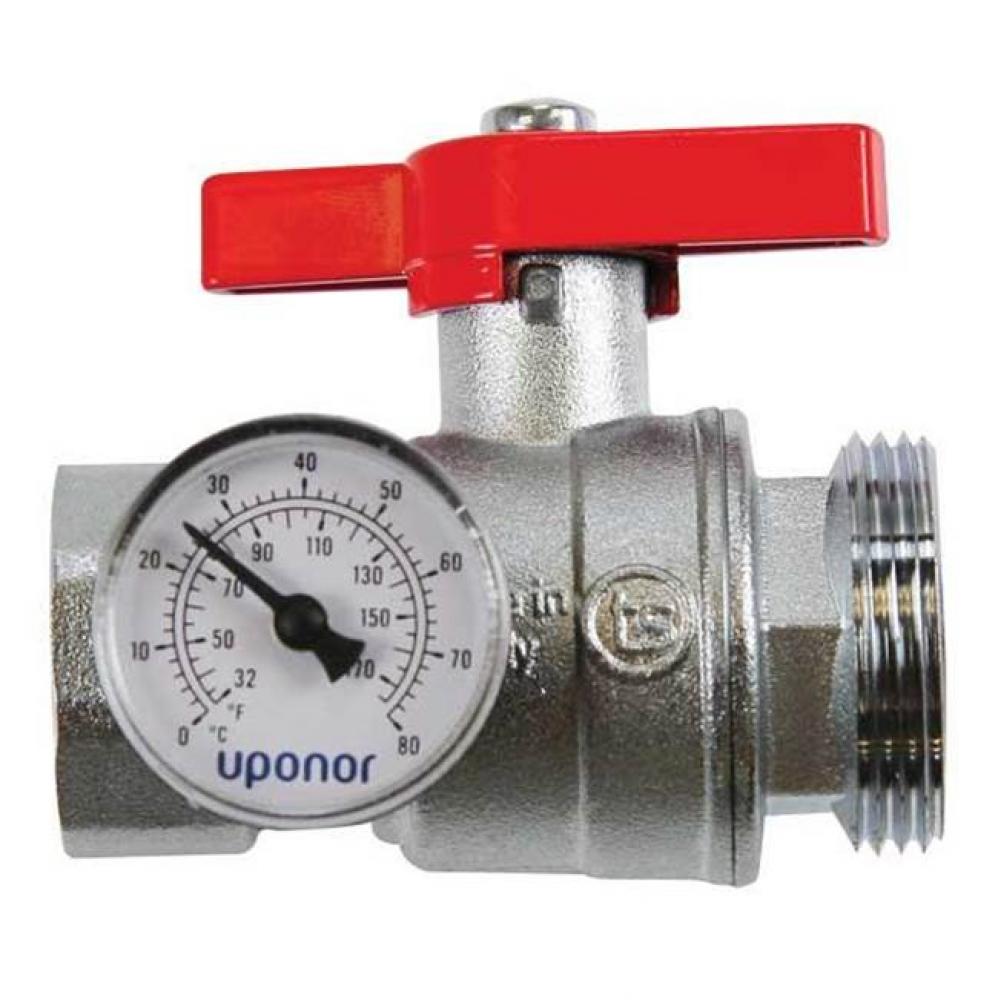 Stainless-Steel Manifold Supply And Return 1 1/4'' Fnpt Ball Valve With Temperature Gaug