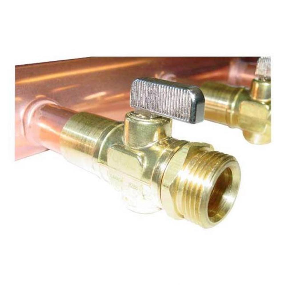 2'' X 4' Copper Valved Manifold With R20 Threaded Ball Valves, 12 Outlets
