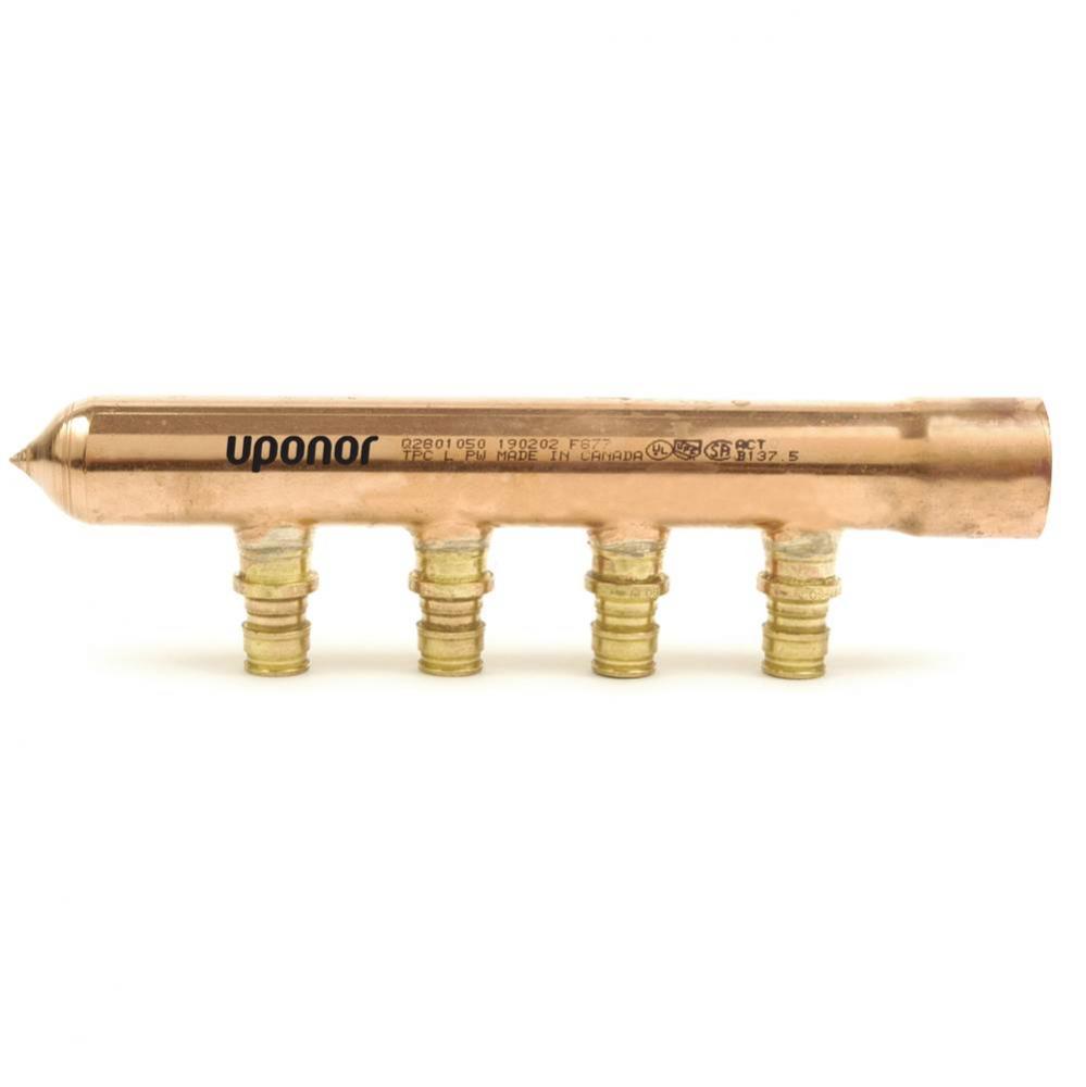 Propex 1'' Copper Branch Manifold With 1/2'' Propex Lf Brass Outlets, 4 Outlet