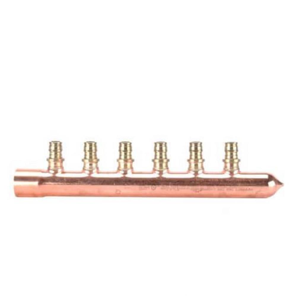 Propex 1'' Copper Branch Manifold With 1/2'' Propex Lf Brass Outlets, 6 Outlet