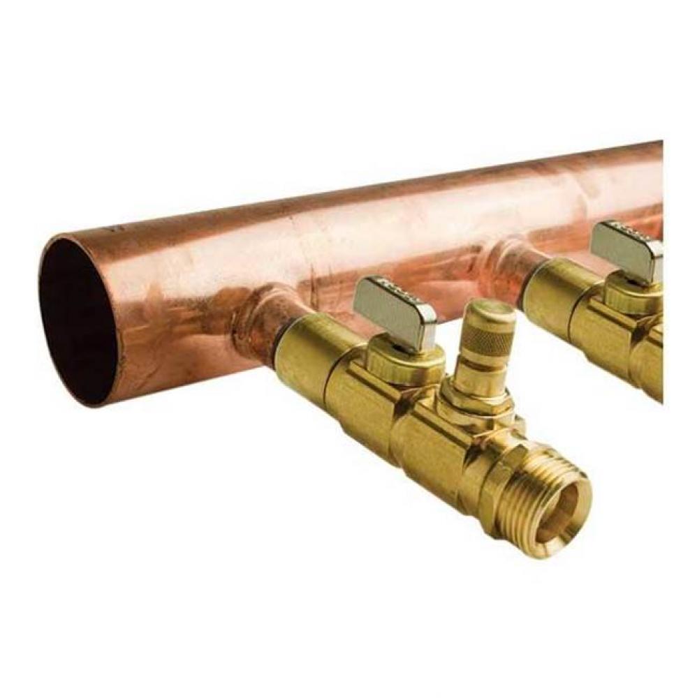 2'' X 4' Copper Valved Manifold With 5/8'' Propex Ball Valves, 12 Outlets