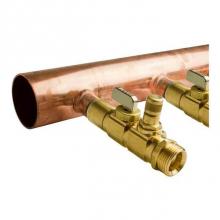 Uponor F2821220 - 2'' X 4' Copper Valved Manifold With R20 Threaded Ball And Balancing Valves, 12 Out