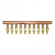 Uponor LF2501000 - 1'' Copper Manifold With Lf Brass 1/2'' Propex Ball Valve, 10 Outlets