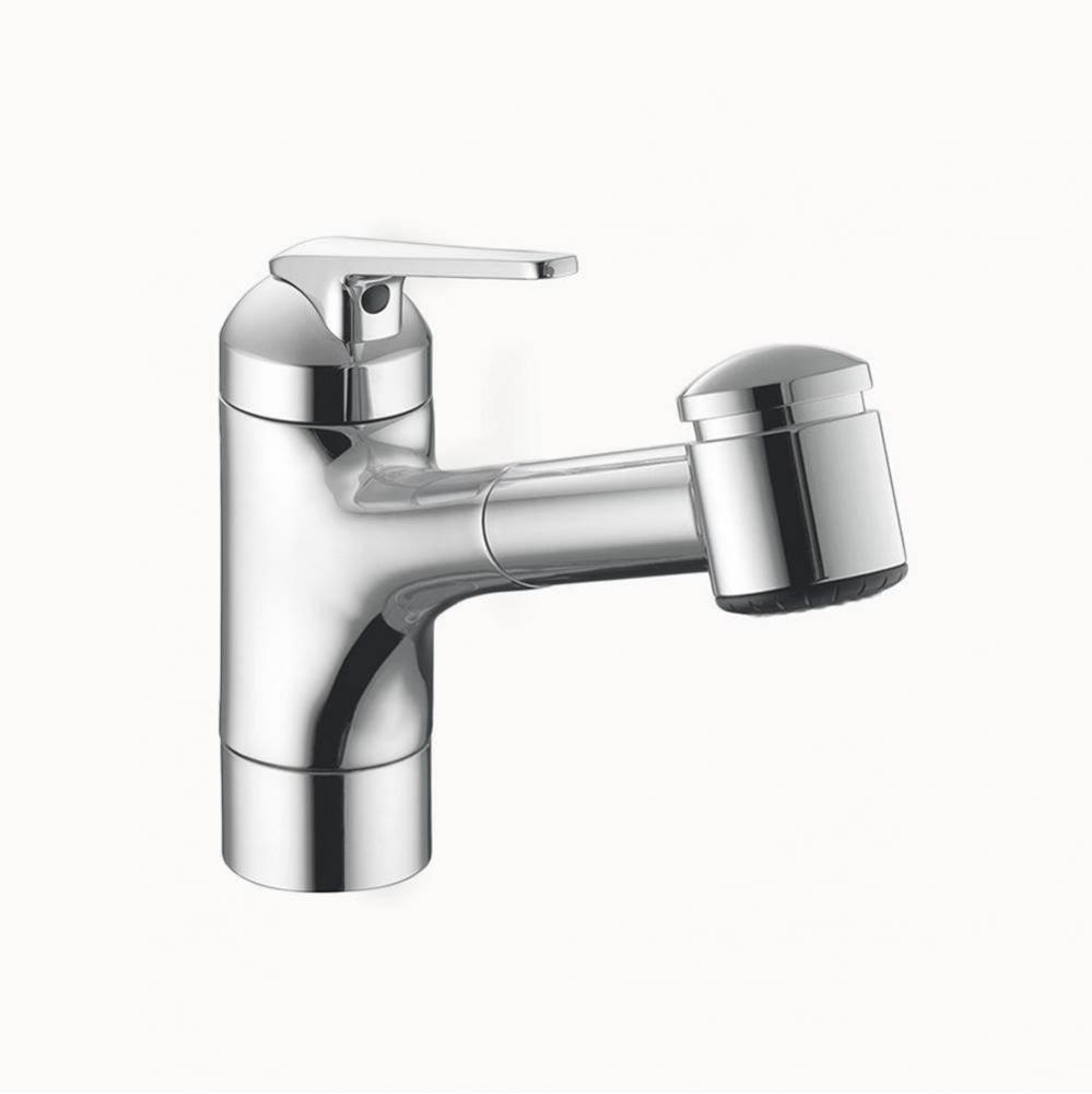 Domo Single-Hole Kitchen Faucet With Pull-Out Spray - Top Lever - Polished Chrome