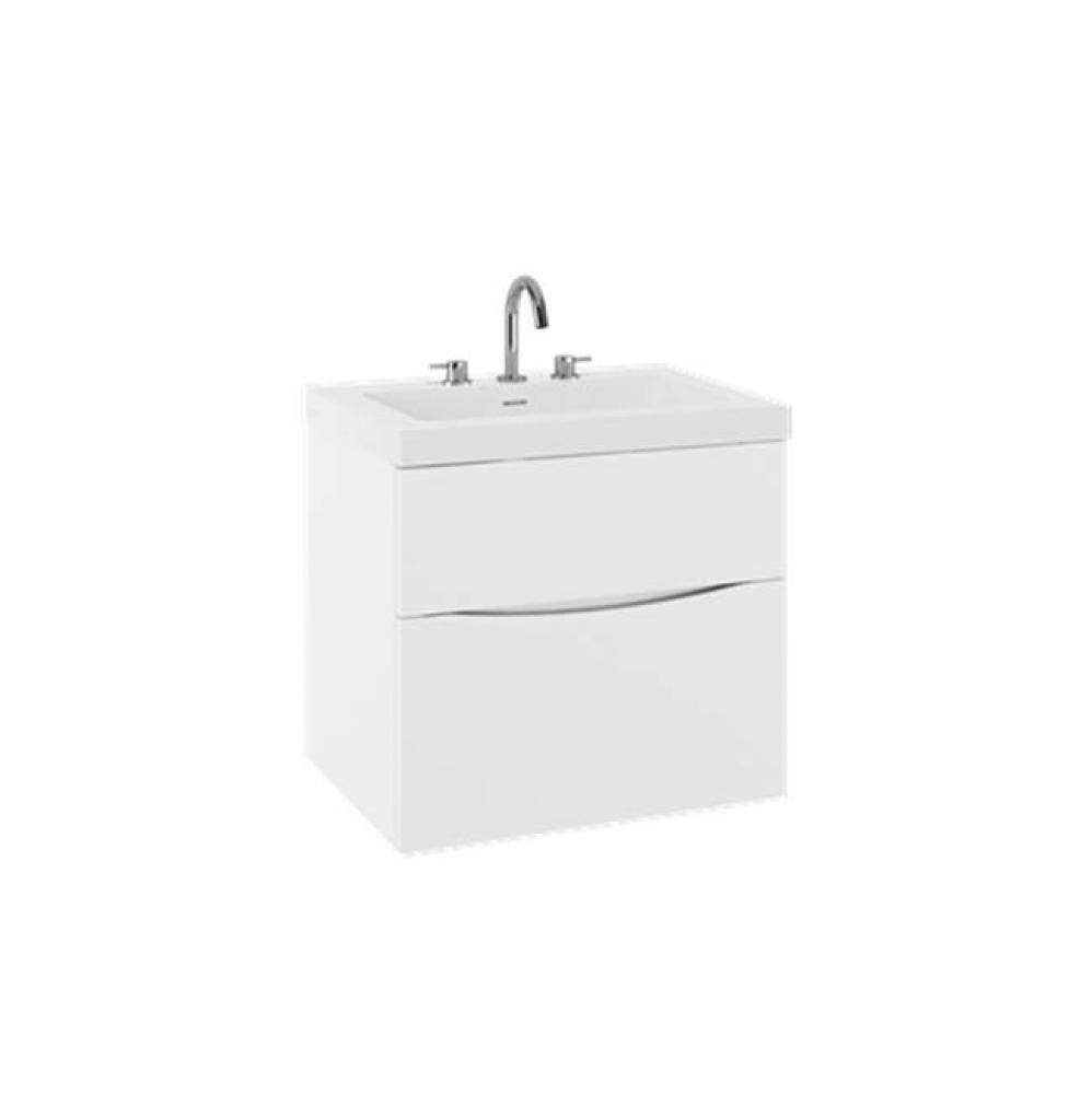 Mpro Double Drawer Unit With Smith Basin Top, 24In, White