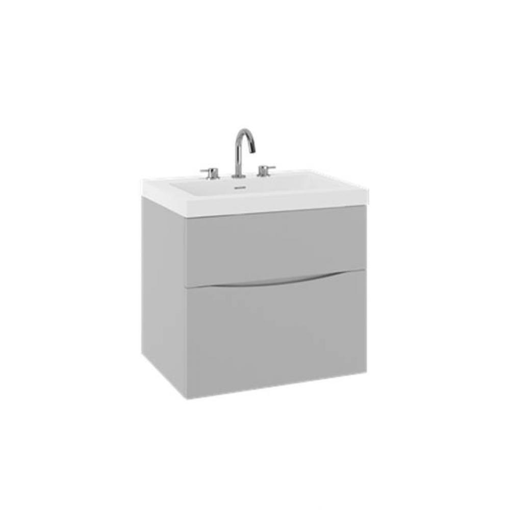 Mpro Double Drawer Unit With Smith Basin Top, 24In, Storm Grey