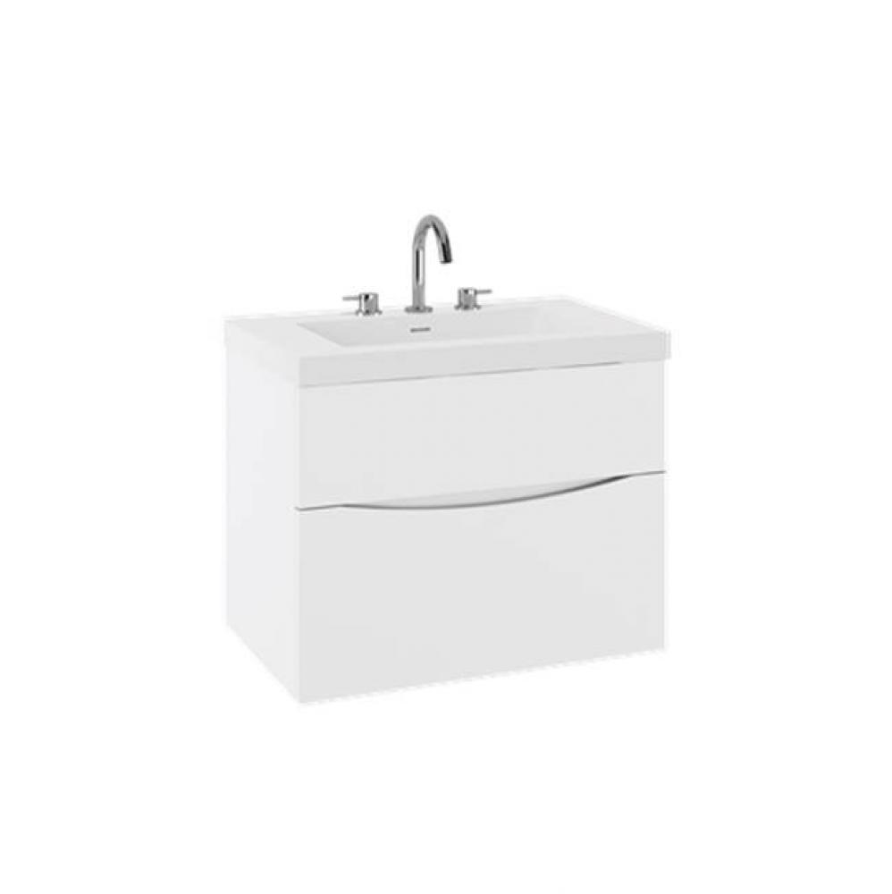 Mpro Double Drawer Unit With Smith Basin Top, 28In, White