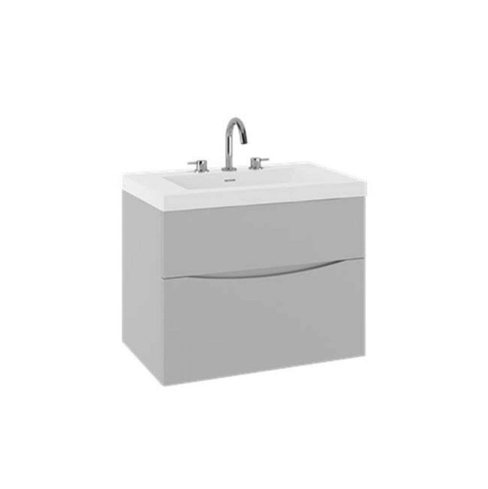 Mpro Double Drawer Unit With Smith Basin Top, 28In, Storm Grey