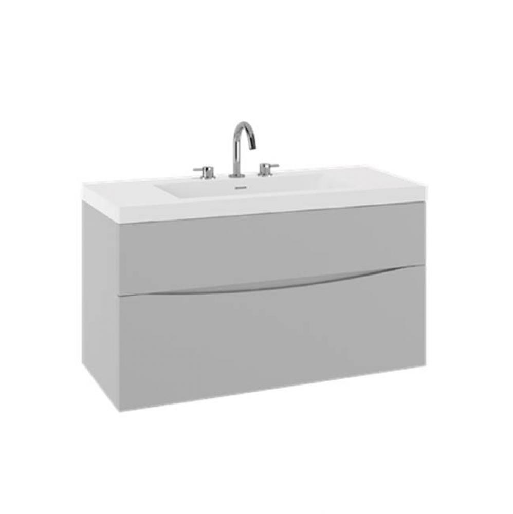 Mpro Double Drawer Unit With Smith Basin Top, 39In, Storm Grey