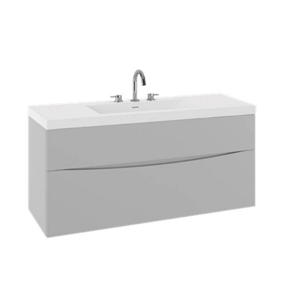 Mpro Double Drawer Unit With Smith Basin Top, 48In, Storm Grey