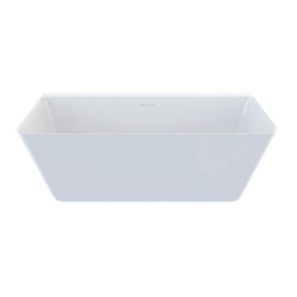 Taos Back To Wall Bathtub With Integral Overflow, Clearstone, White Semi-Gloss