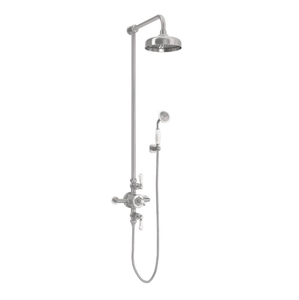Belgravia Exposed Shower Set with White Lever Handles (Hook) SN