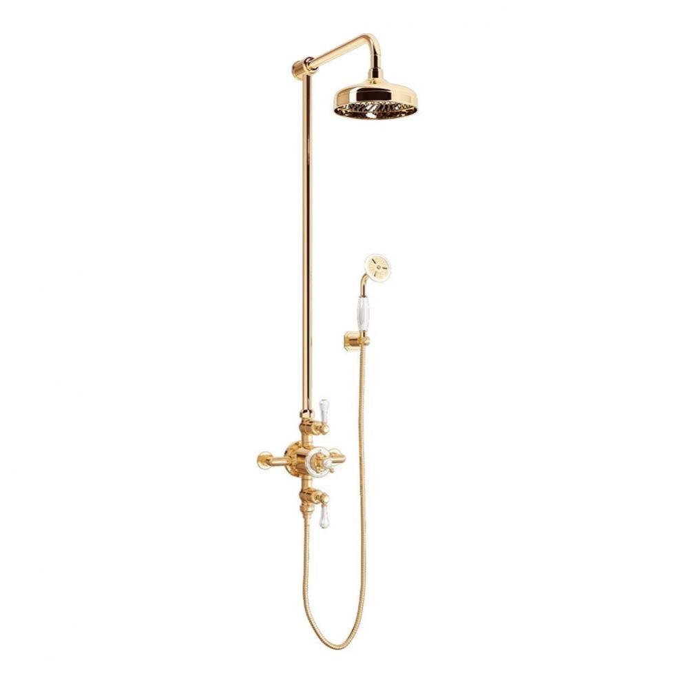 Belgravia Exposed Shower Set with White Lever Handles (Hook) B