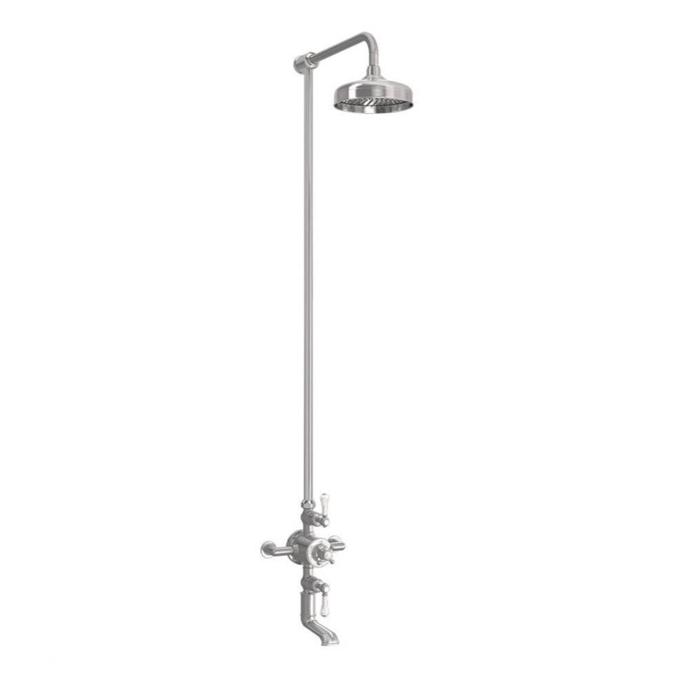 Belgravia Exposed Tub and Shower Set with White Lever Handles SN