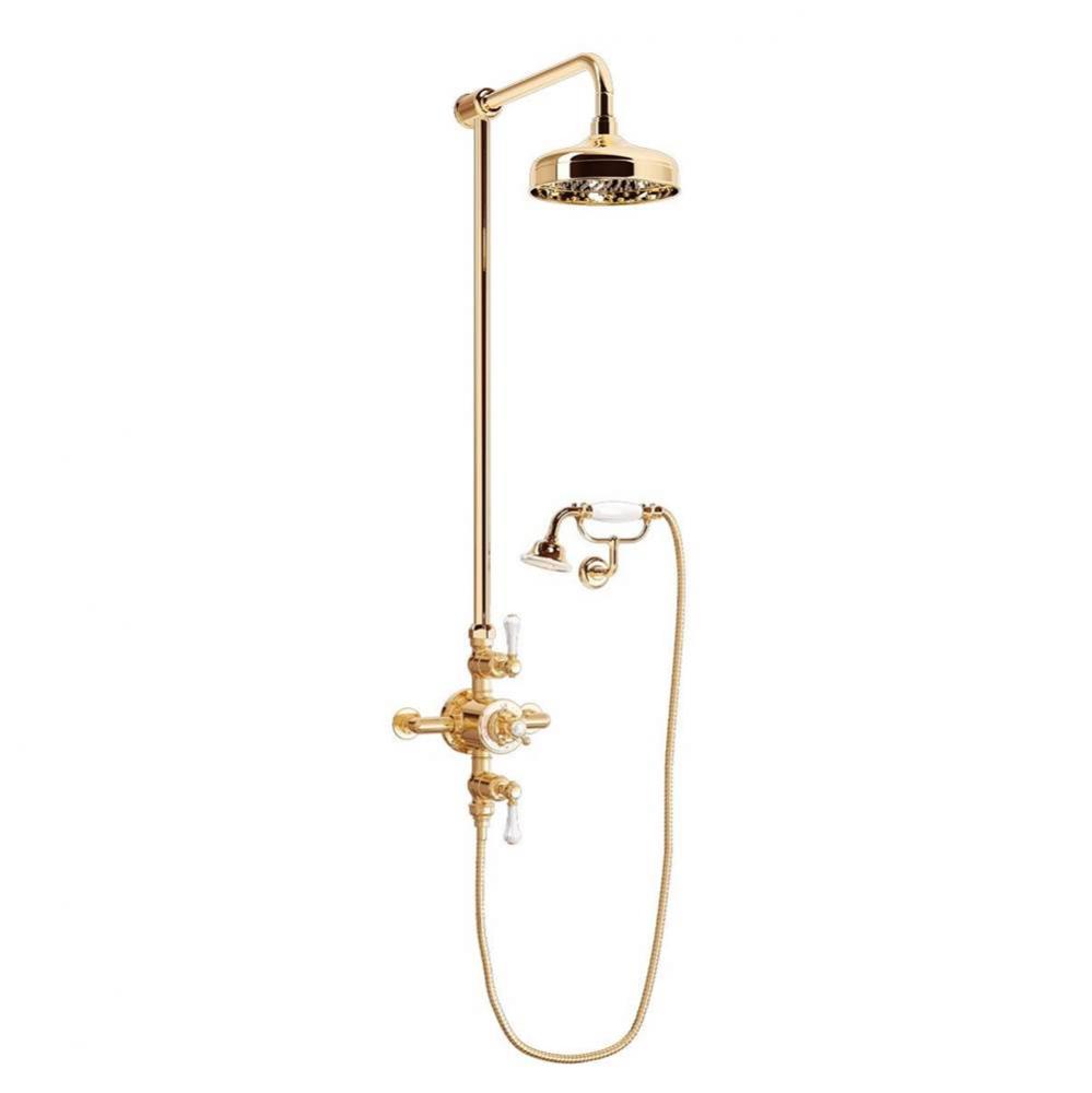 Belgravia Exposed Shower Set with White Lever Handles (Cradle) B