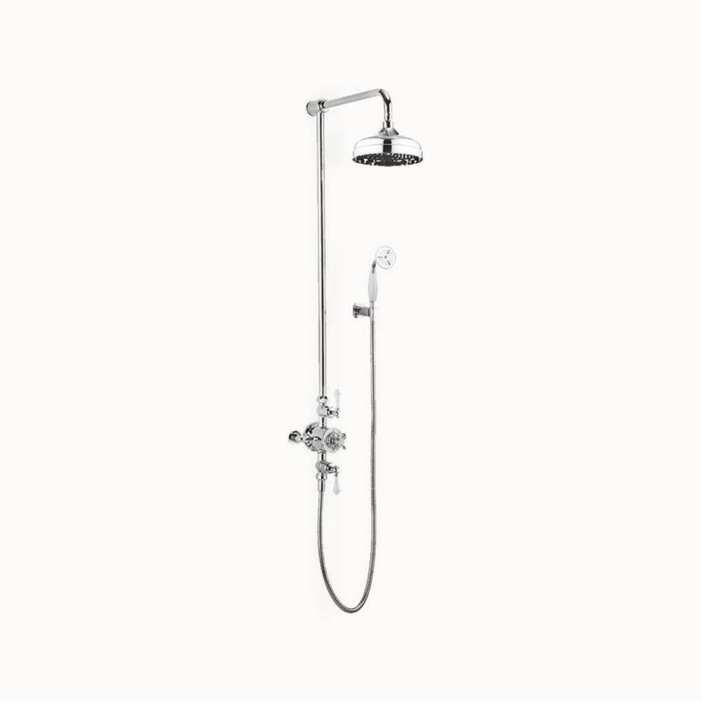 Belgravia Exposed Shower Set with White Lever Handles (Hook) PC