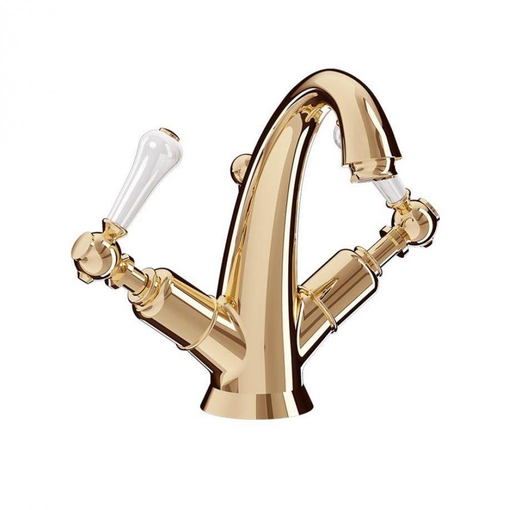 Belgravia Single-hole Basin Faucet with White Lever Handles B