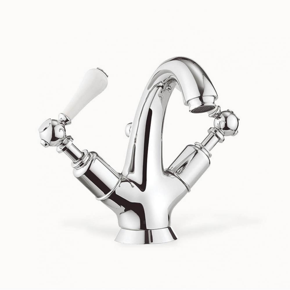 Belgravia Single-hole Basin Faucet with White Lever Handles PC