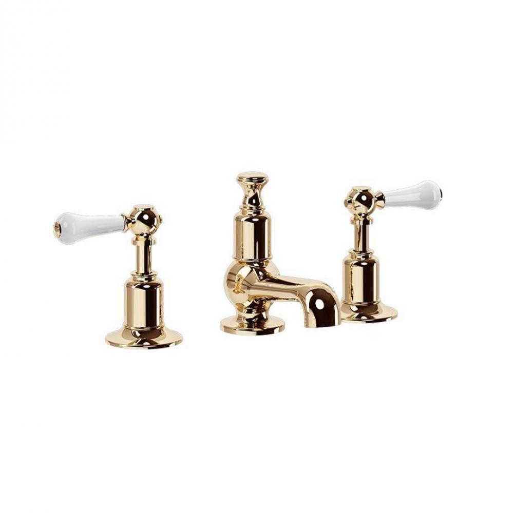 Belgravia Widespread Basin Faucet with White Lever Handles B