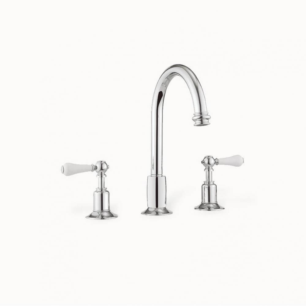 Belgravia Widespread Basin Faucet with Tall Spout and White Lever Handles PC