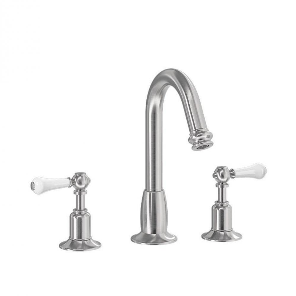 Belgravia Widespread Basin Faucet with Tall Spout and White Lever Handles SN