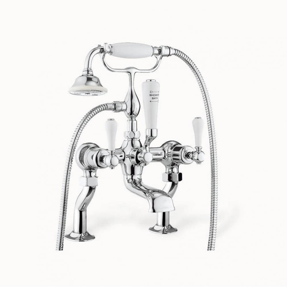 Belgravia Exposed Tub Faucet with White Lever Handles (1.75 GPM Handshower) PC