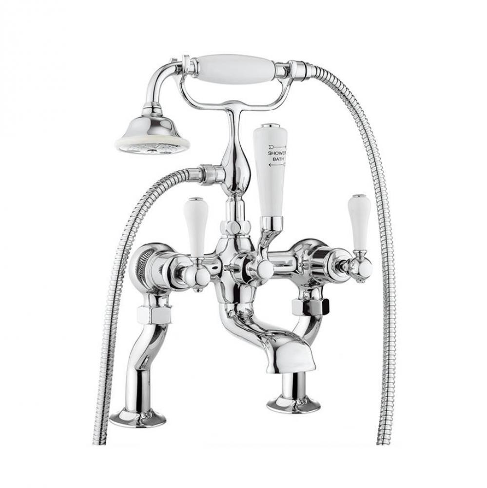 Belgravia Exposed Tub Faucet with White Lever Handles (1.75 GPM Handshower) B