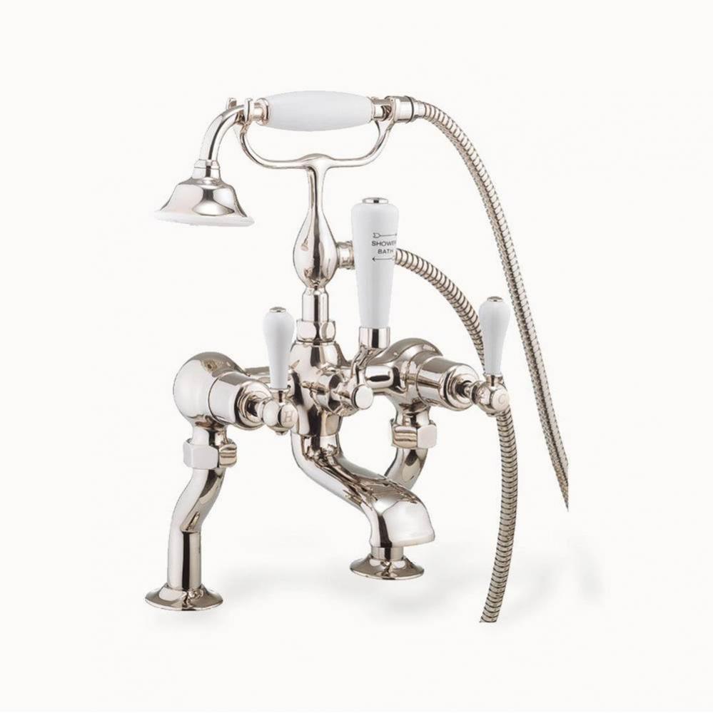 Belgravia Exposed Tub Faucet with White Lever Handles (1.75 GPM Handshower) PN