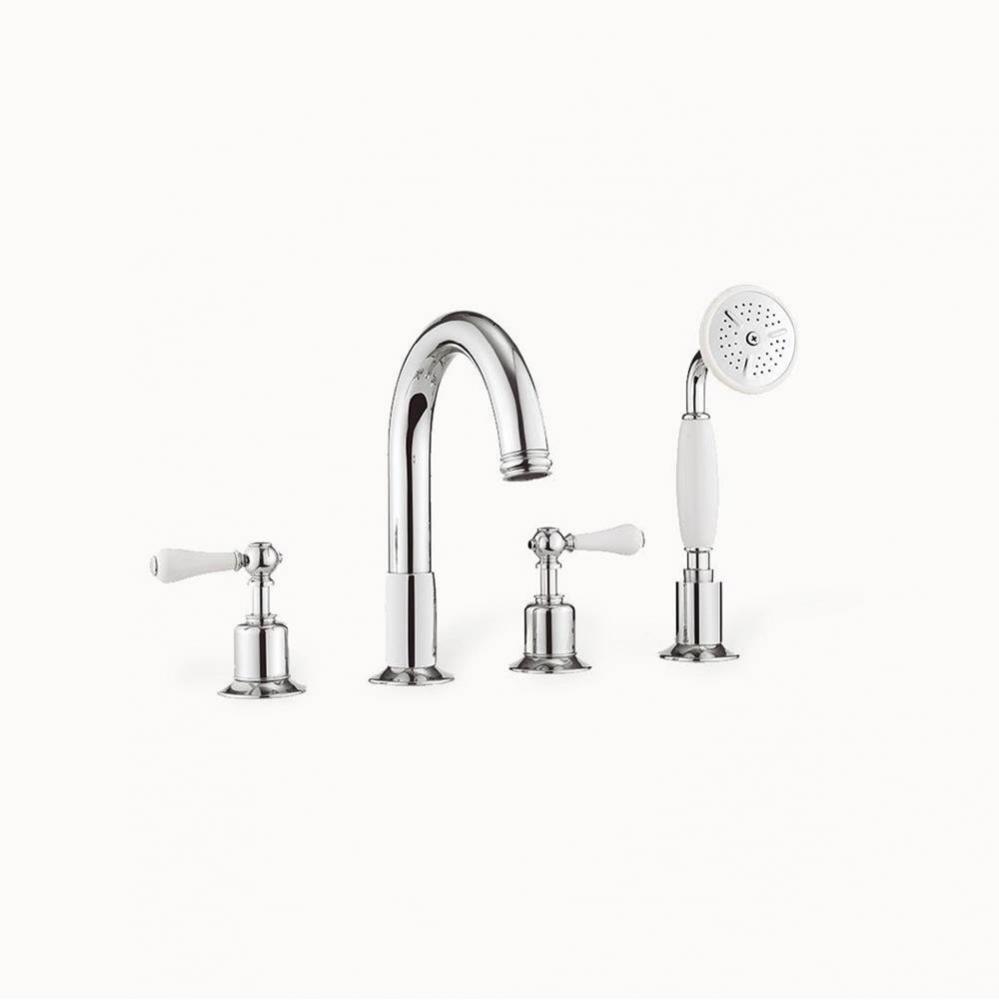 Belgravia Deck Tub Faucet with White Lever Handles (1.75 GPM Handshower) PC