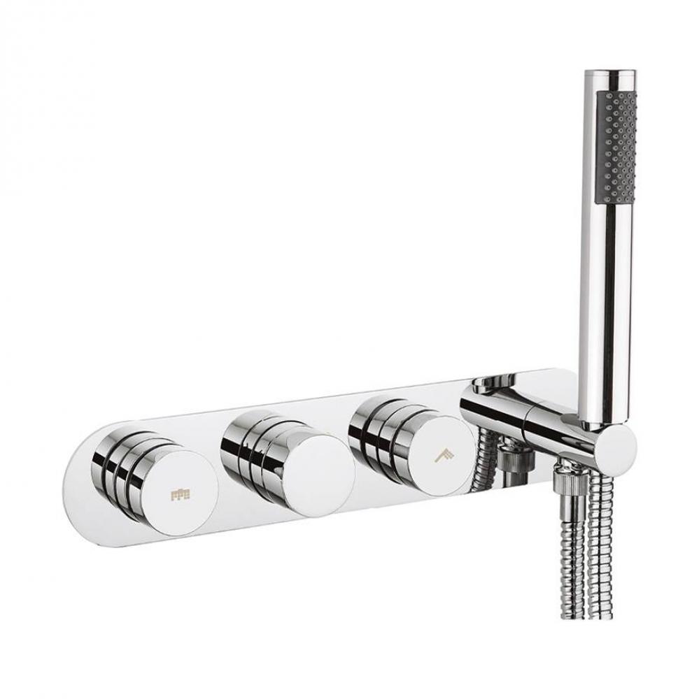 Dial Central 2001 Thermostatic Valve Trim with Two Integrated Volume Controls and Handshower