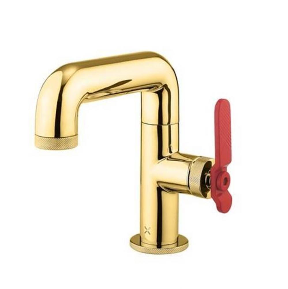 Union Single-hole Basin Faucet with Red Lever Handle B