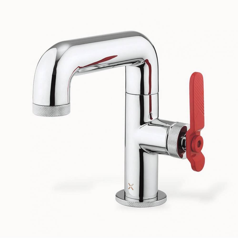 Union Single-hole Basin Faucet with Red Lever Handle PC