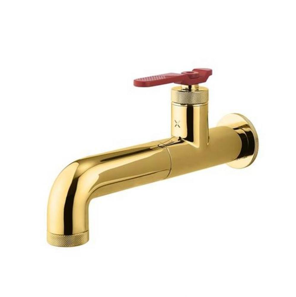 Union Single-hole Wall-mount Basin Faucet with Red Lever Handle B