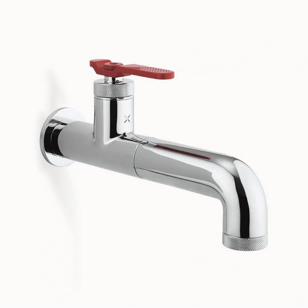 Union Single-hole Wall-mount Basin Faucet with Red Lever Handle PC