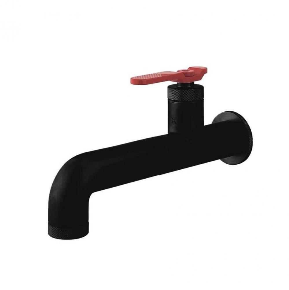 Union Single-hole Wall-mount Basin Faucet with Red Lever Handle MB