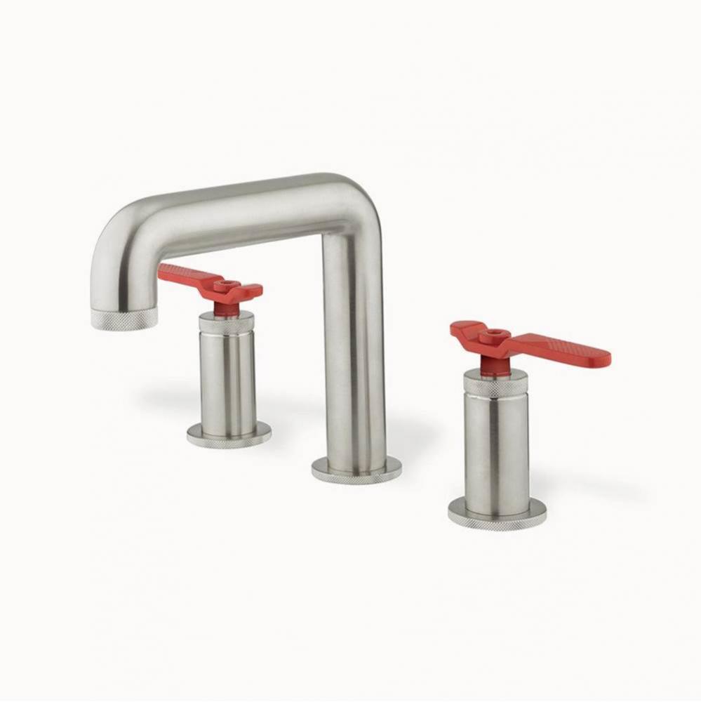 Union Widespread Basin Faucet with Red Lever Handles BN
